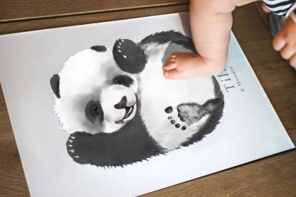 Lovbabe Personalized Baby Footprint Kit - Enthusiastic Panda Design | Perfect Baby Shower Gift, Nursery Decor & Pet Keepsake & Children's Room Animals, Panda Christmas Gifts-Lovbabe