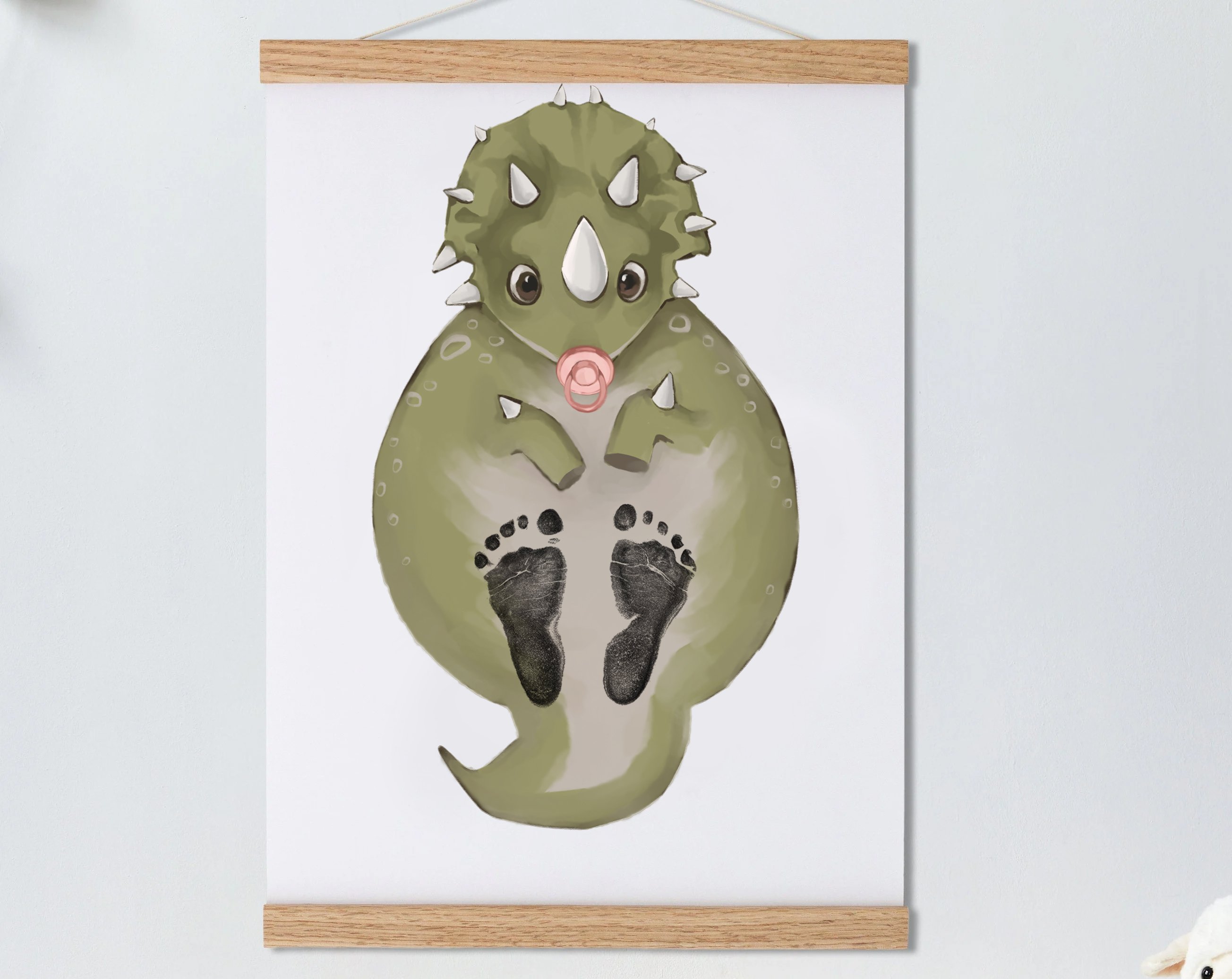 Lovbabe Green Dinosaur Baby Footprint Kit | Personalized Keepsake, Mural Nursery Decor & Children's Room Art, Unique Baby & Pet Gift Animals, Green Dinosaur🐾 Christmas Gifts-Lovbabe