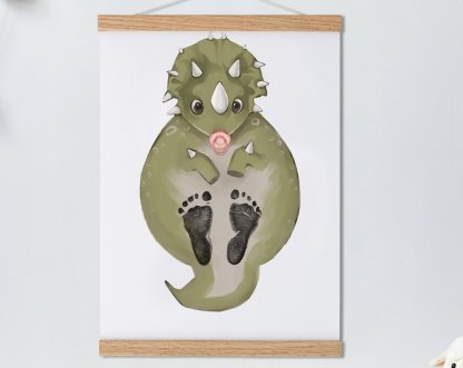 Lovbabe Green Dinosaur Baby Footprint Kit | Personalized Keepsake, Mural Nursery Decor & Children's Room Art, Unique Baby & Pet Gift Animals, Green Dinosaur🐾 Christmas Gifts-Lovbabe