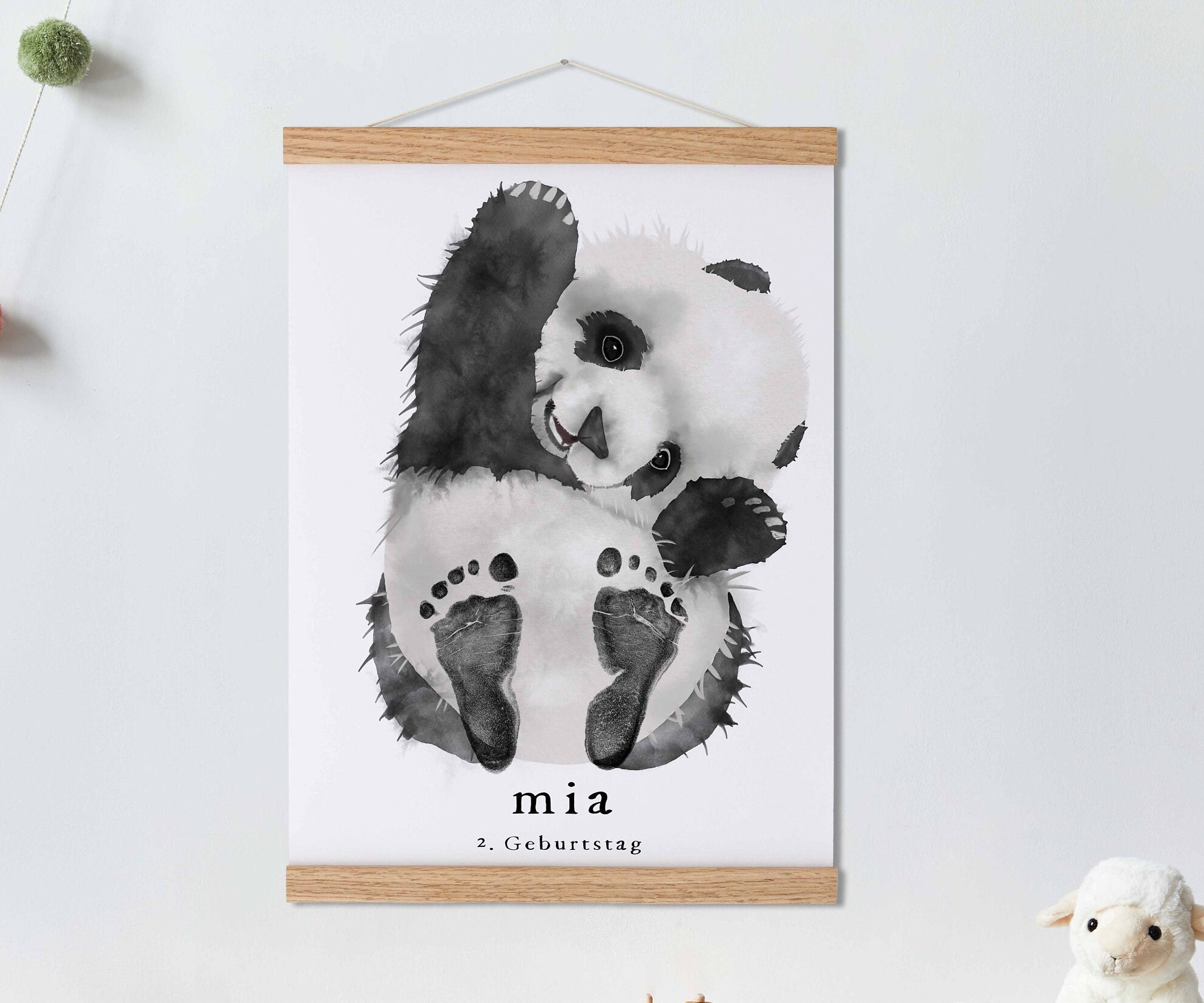Lovbabe Panda Baby Footprint Kit | Personalized Keepsake, Mural Nursery Decor & Children's Room Art, Unique Baby & Pet Gift Animals, Panda Christmas Gifts-Lovbabe