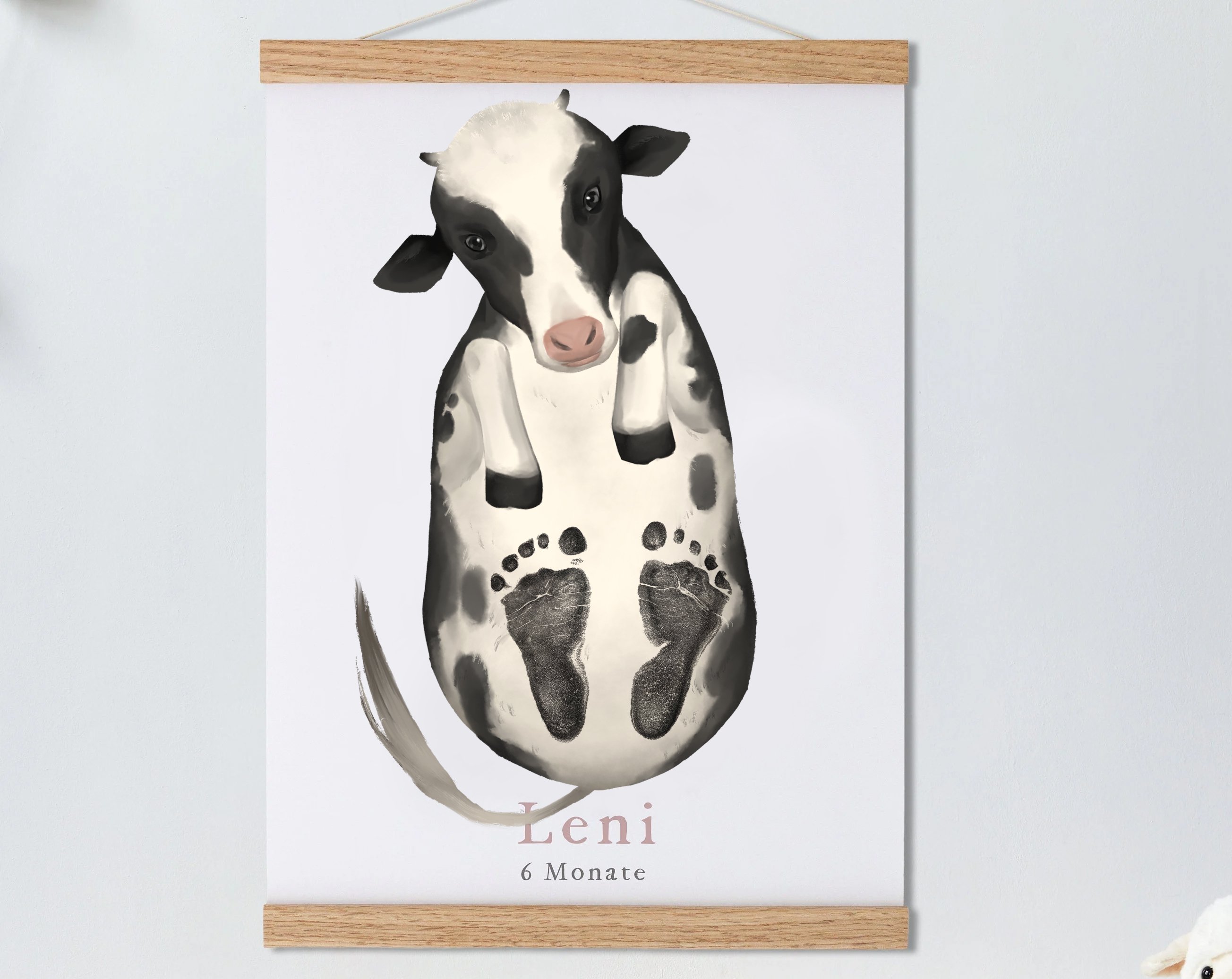 Lovbabe Cute Dairy Cow Baby Footprint Kit | Personalized Keepsake, Mural Nursery Decor & Children's Room Art, Unique Baby & Pet Gift Animals, Dairy cow Christmas Gifts-Lovbabe