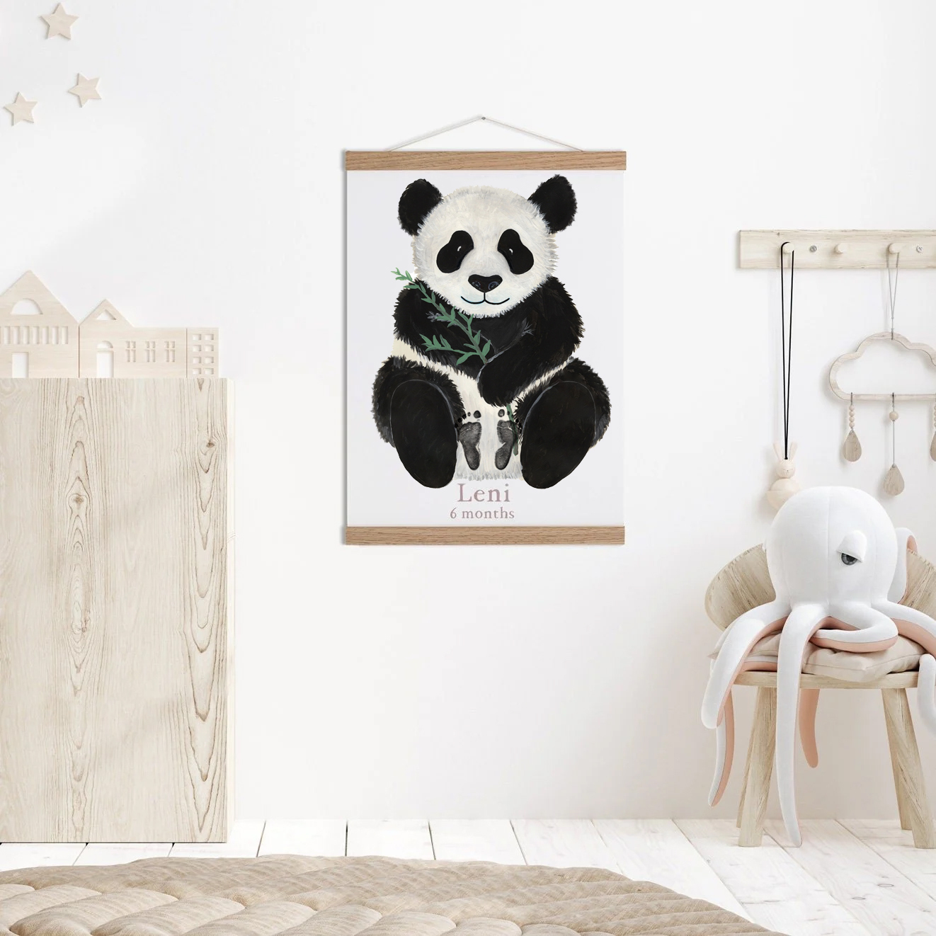 Lovbabe Bamboo Panda Baby Footprint Kit | Personalized Keepsake, Mural Nursery Decor & Children's Room Art, Unique Baby Gift Animals,Bamboo Panda🐼 Christmas Gifts-Lovbabe