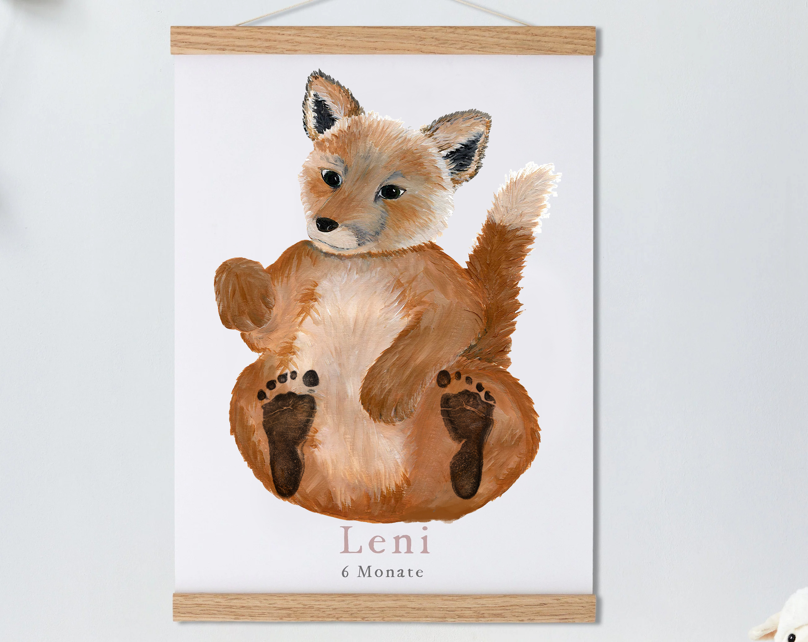 Lovbabe Fox Cub Baby Footprint Kit | Personalized Keepsake, Mural Nursery Decor & Children's Room Art, Unique Baby & Pet Gift Animals,Fox Cub🐾 Christmas Gifts-Lovbabe