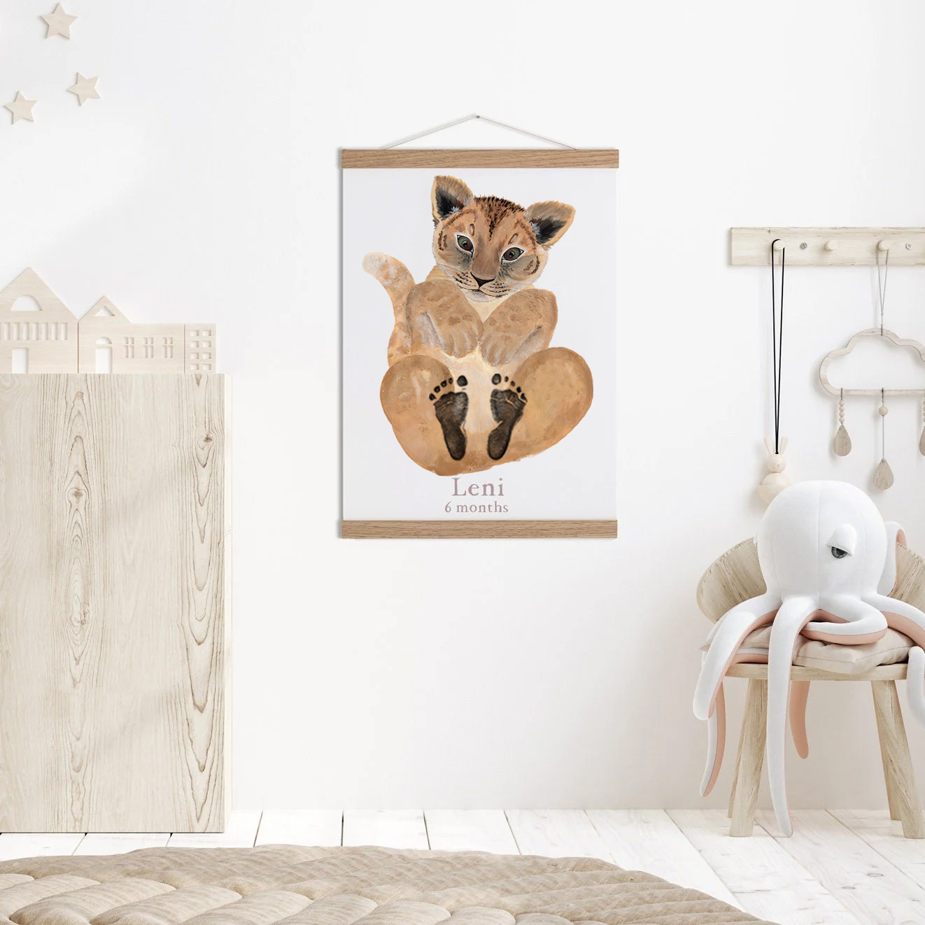 Lovbabe Lion Cub Baby Footprint Kit | Personalized Keepsake, Mural Nursery Decor & Children's Room Art, Unique Baby & Pet Gift Animals,Lion Cub🐾 Christmas Gifts-Lovbabe