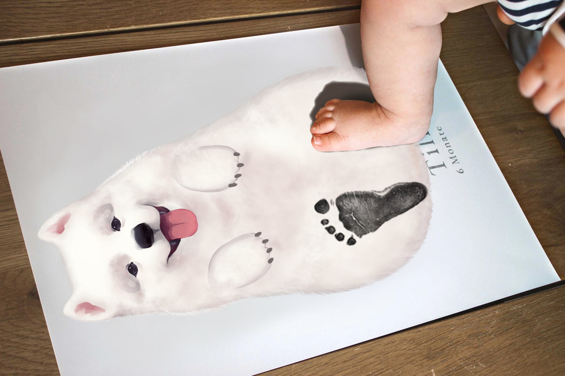 Lovbabe Personalized Newborn 🐶 Baby Footprint Set | Mural Nursery Wall Art - Samoyed Dog Design, Unique Baby Gift Christmas Gifts-Lovbabe