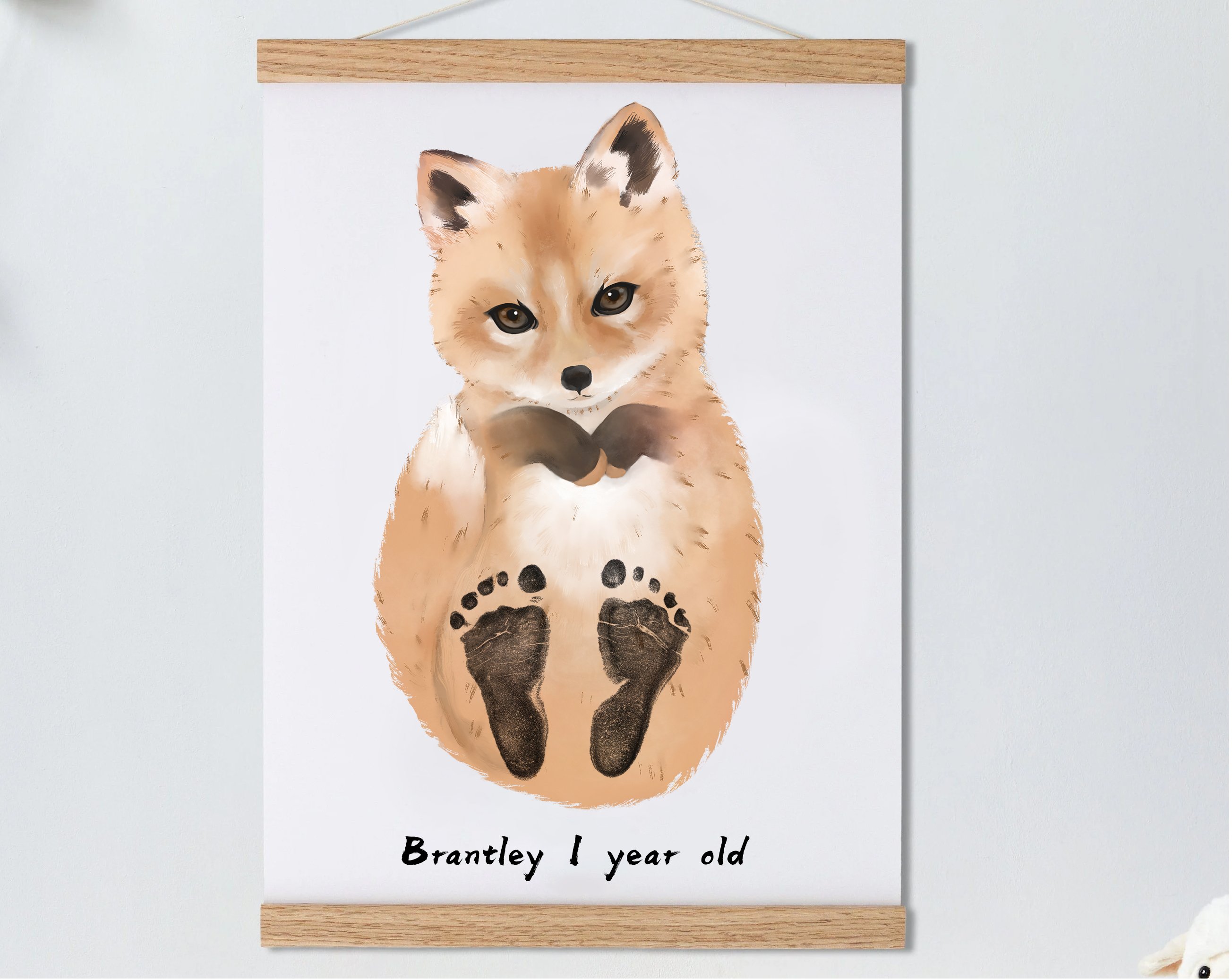 Lovbabe Baby Fox Footprint Kit | Personalized Keepsake, Mural Nursery Decor & Children's Room Art, Unique Baby Gift Animals, Fox Baby Gift Christmas Gifts-Lovbabe
