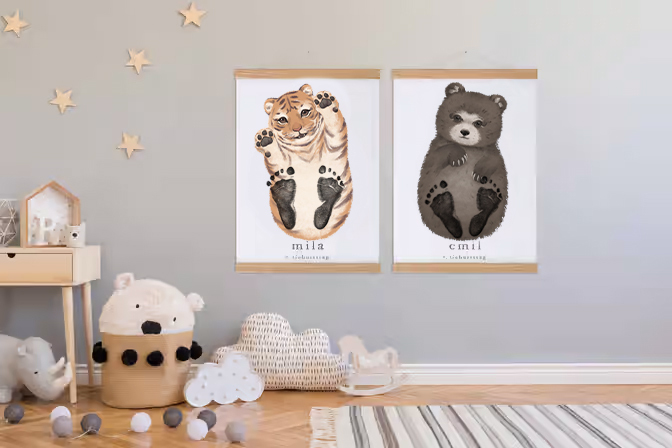 Lovbabe Lovely Tiger Baby Footprint Kit | Personalized Keepsake, Mural Nursery Decor & Children's Room Art, Year of the Tiger Gift Christmas Gifts-Lovbabe