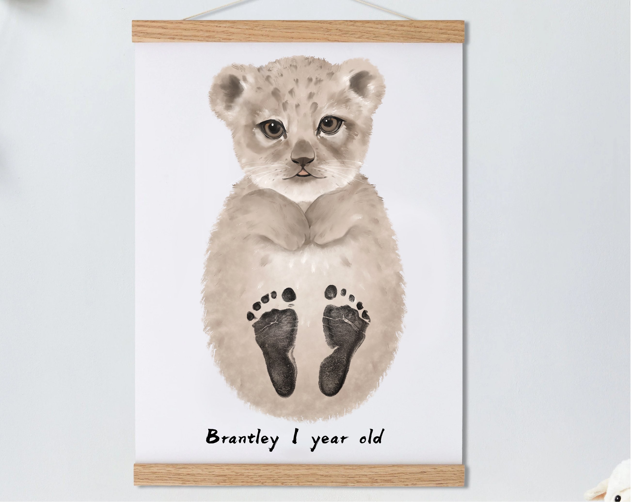 Lovbabe Cute Lion Baby Footprint Kit | Personalized Keepsake, Mural Nursery Decor & Children's Room Art, Unique Baby Gift Animals, Lion Christmas Gifts-Lovbabe