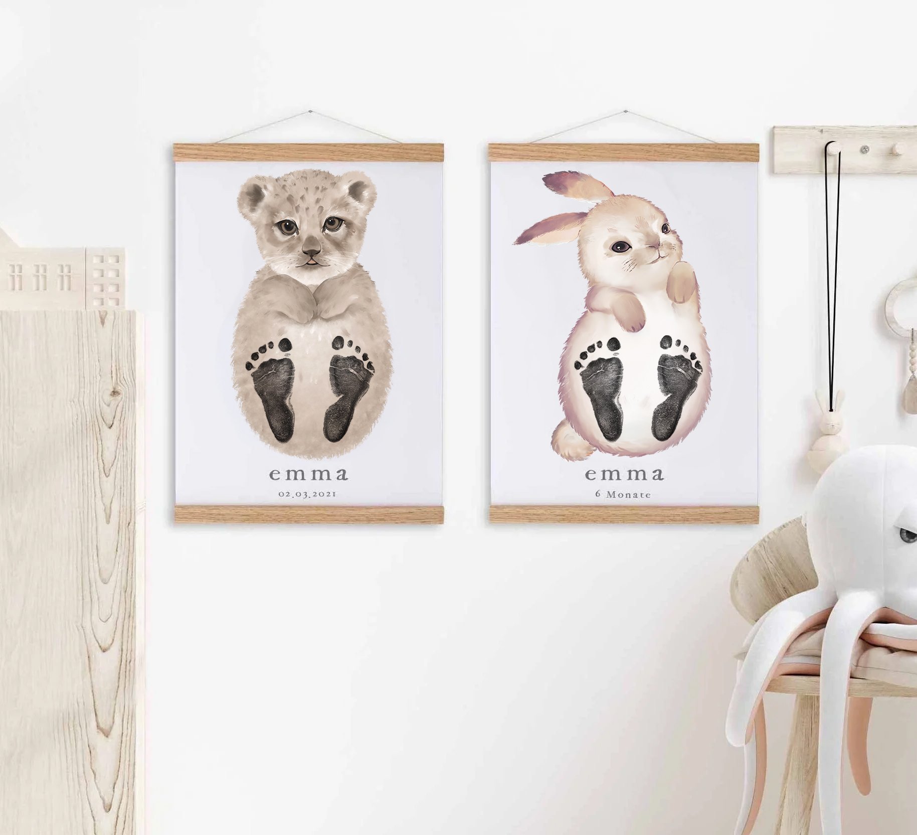 Lovbabe Cute Sheep🐏 Baby Footprint Kit | Personalized Keepsake, Mural Nursery Decor & Children's Room Art, Unique Baby & Pet Gift Animals, Sheep Gift🐾 Christmas Gifts-Lovbabe