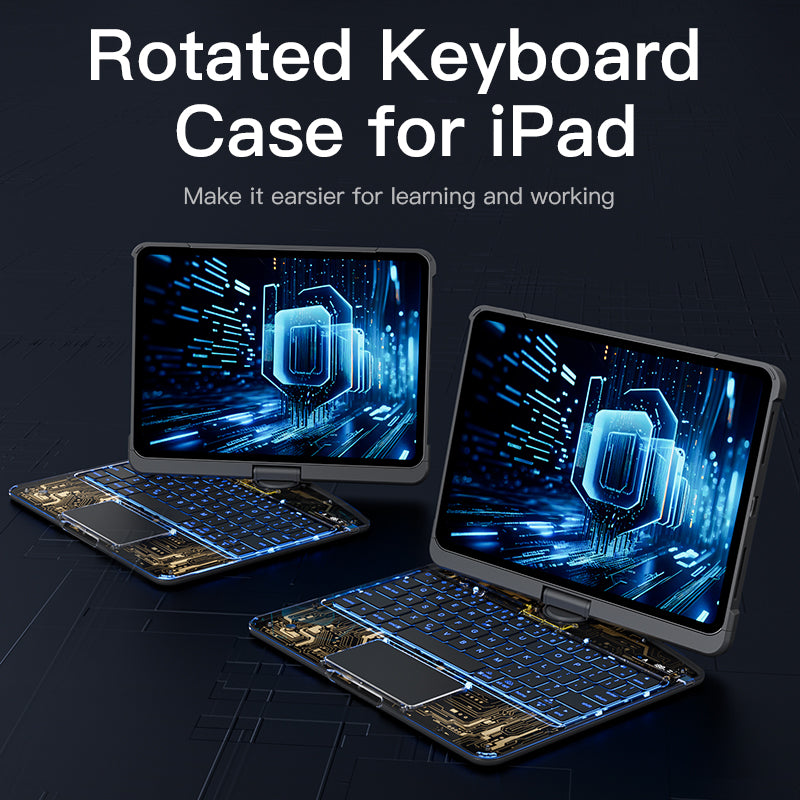 10.2" iPad (7/8/9) Gen Transparent 360° iPad Keyboard Case