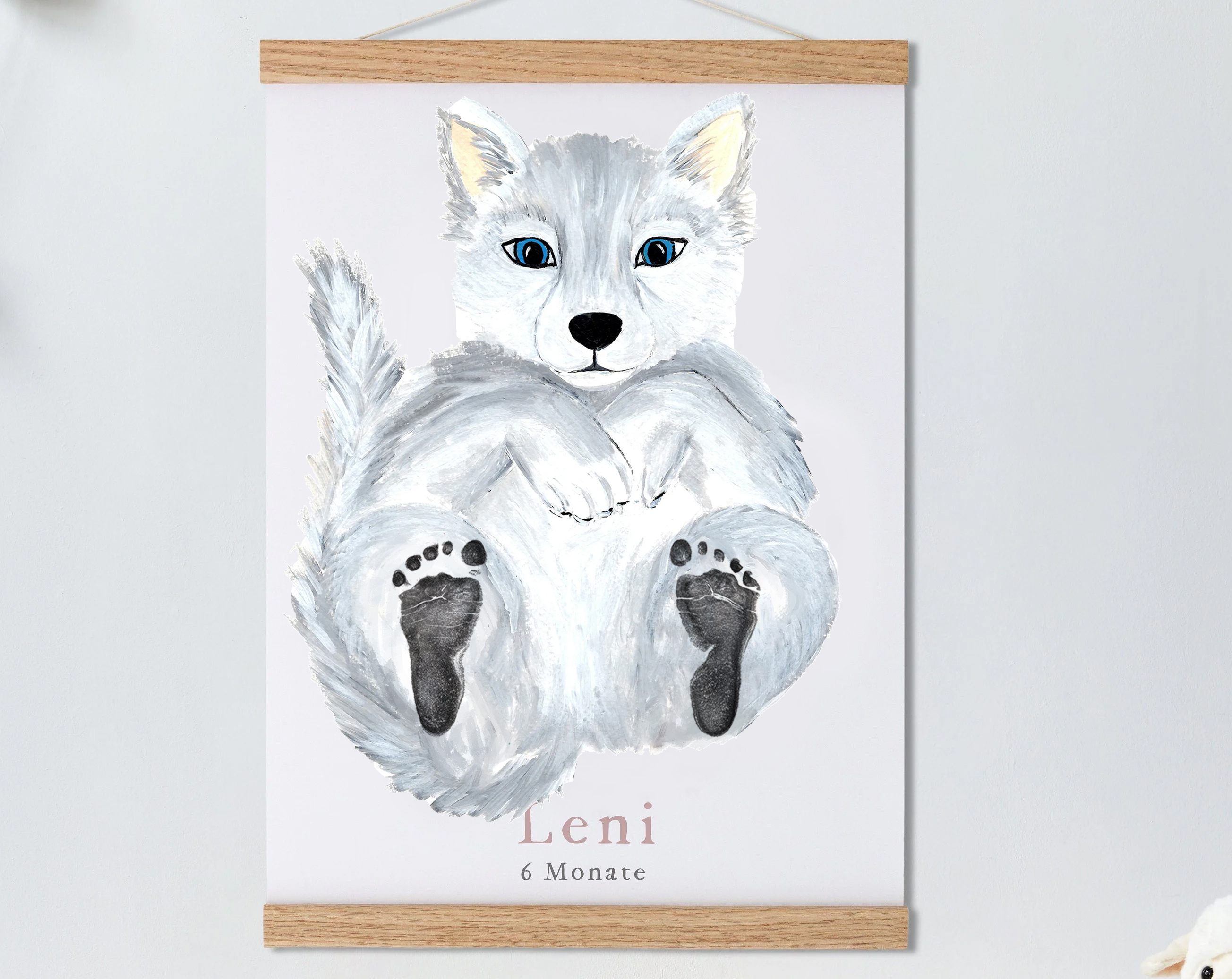 Lovbabe Wolf Cub Baby Footprint Kit | Personalized Keepsake, Mural Nursery Decor & Children's Room Art, Unique Baby & Pet Gift Animals,Wolf Cub🐺 Christmas Gifts-Lovbabe