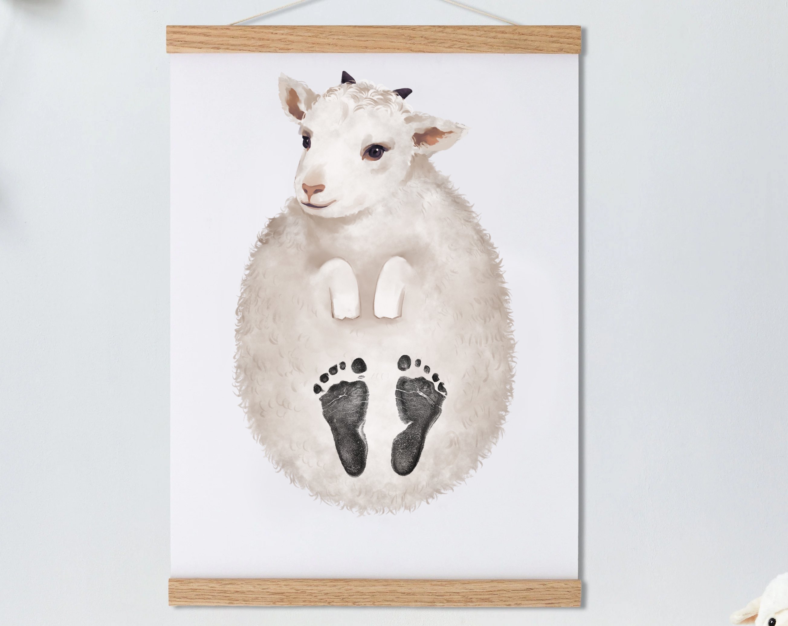Lovbabe Cute Sheep🐏 Baby Footprint Kit | Personalized Keepsake, Mural Nursery Decor & Children's Room Art, Unique Baby & Pet Gift Animals, Sheep Gift🐾 Christmas Gifts-Lovbabe