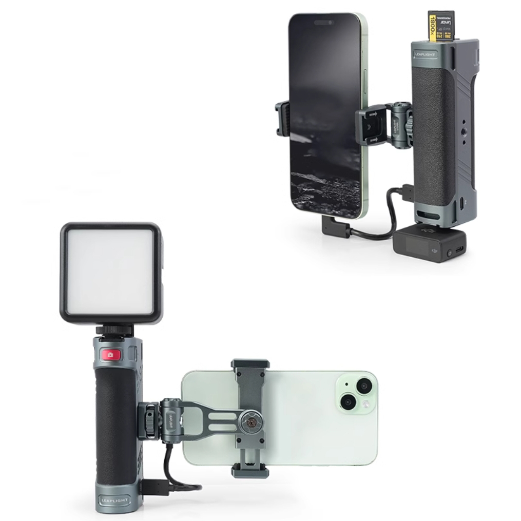 Universal Phone Vlog Kit - 3-in-1 Handle with Fill Light & Mic for iPhone 15/16 Pro, Samsung, Android