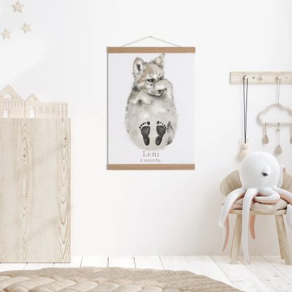 Lovbabe Little Wolf Baby Footprint Kit | Personalized Keepsake, Mural Nursery Decor & Children's Room Art, Unique Baby Gift Animals, Little Wolf 🐺 Christmas Gifts-Lovbabe