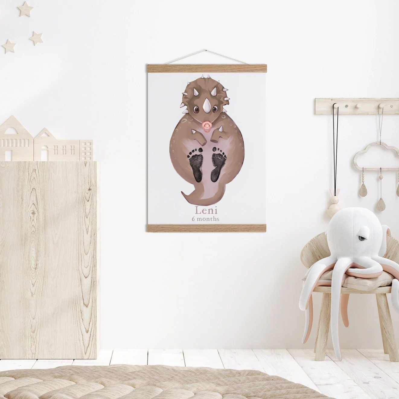 Lovbabe Brown Dinosaur Baby Footprint Kit | Personalized Keepsake, Mural Nursery Decor & Children's Room Art, Unique Baby & Pet Gift Animals, Brown Dinosaur🐾 Christmas Gifts-Lovbabe