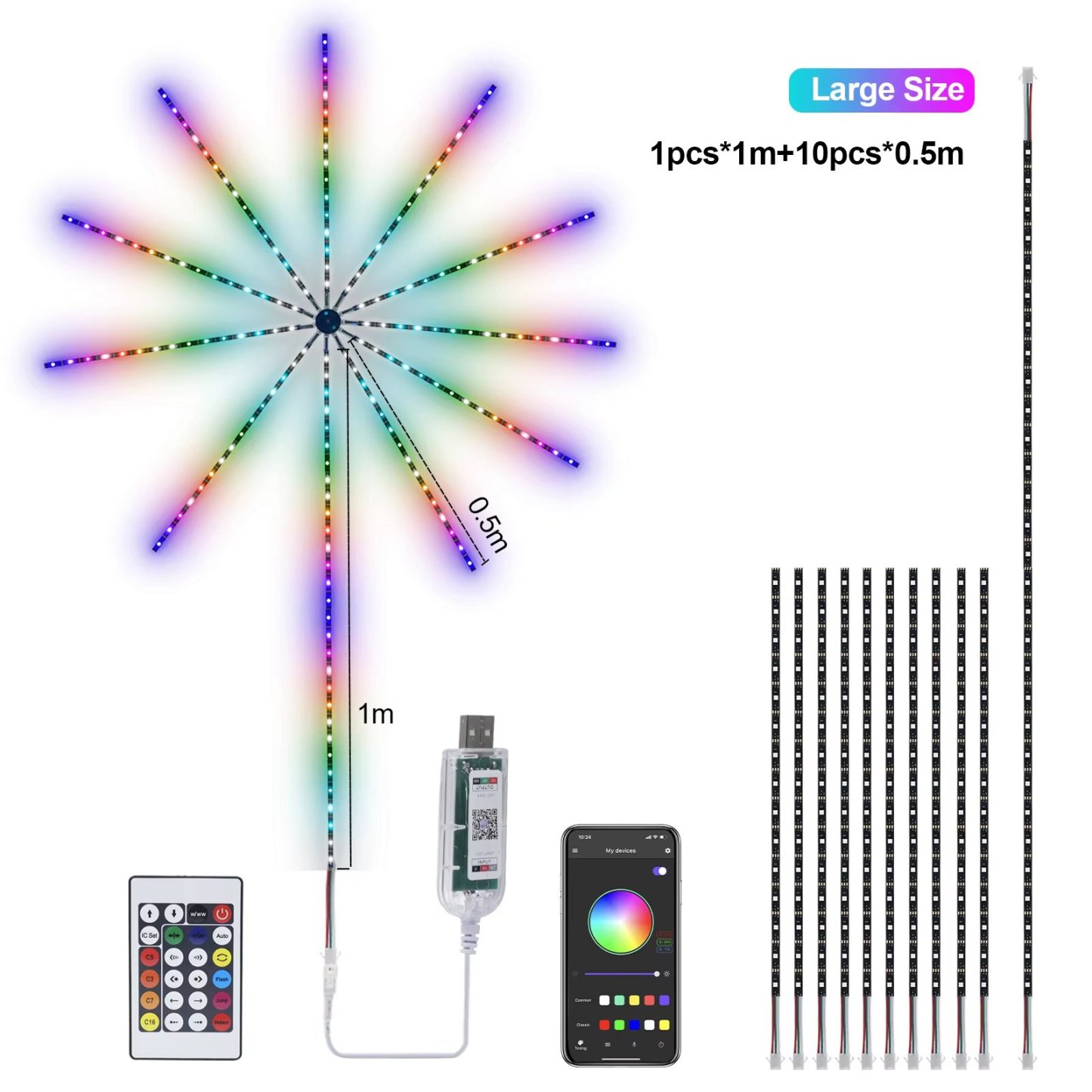 WiFi Bluetooth Smart Fireworks Led Light