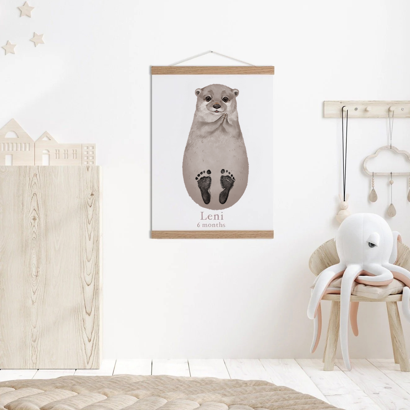 Lovbabe New Otter Baby Footprint Kit | Personalized Keepsake, Mural Nursery Decor & Children's Room Art Animals, Unique Baby & Pet Gift Christmas Gifts-Lovbabe