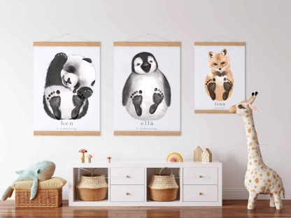 Lovbabe Smiling Penguin🐧Baby Footprint Kit | Personalized Keepsake, Mural Nursery Decor & Children's Room Art, Unique Penguin Gift Animals,Penguin Christmas Gifts-Lovbabe