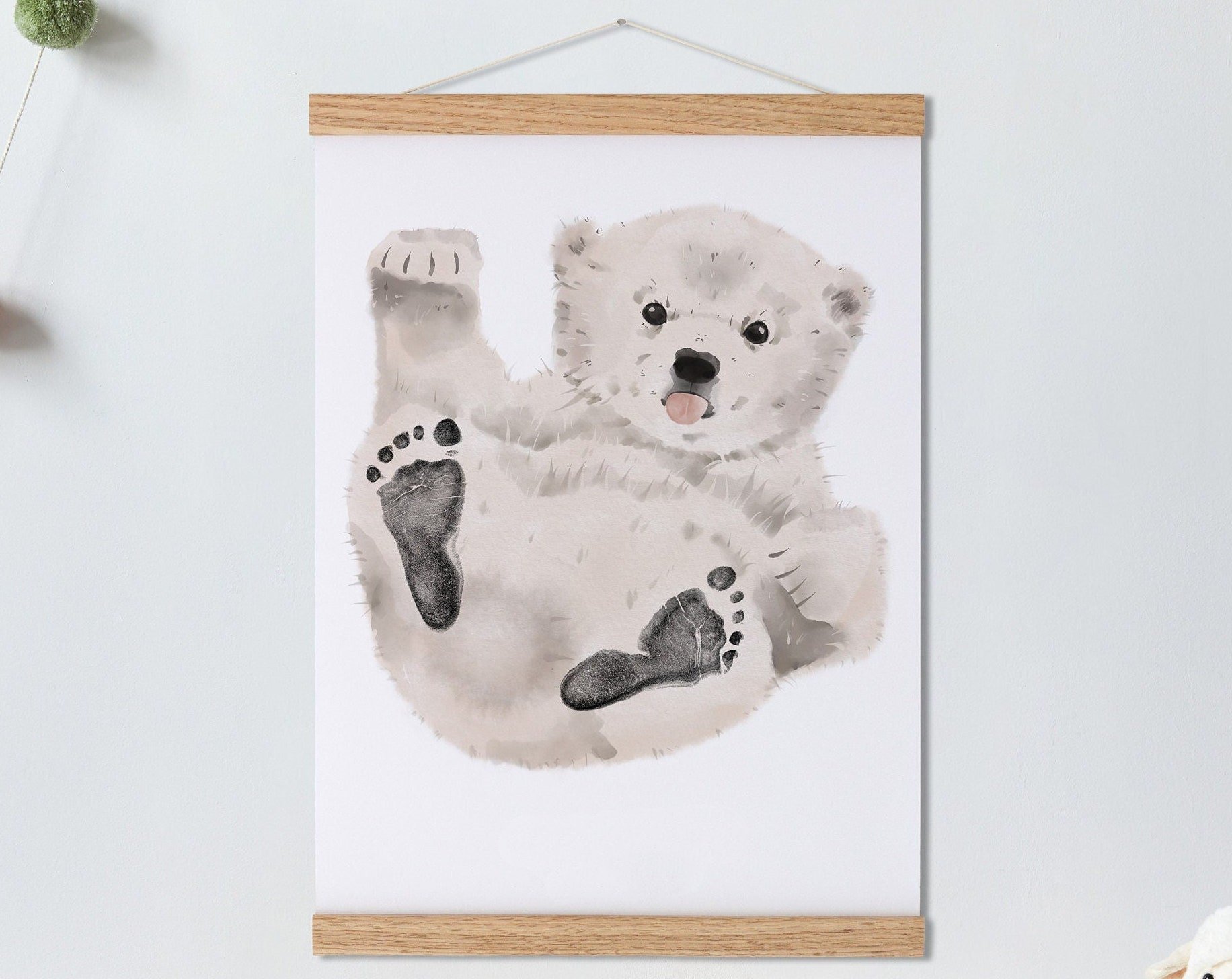 Lovbabe Polar Bear Baby Footprint Kit | Personalized Keepsake, Mural Nursery Decor & Children's Room Art, Unique Baby Gift Animals, Polar Bear🐻 Christmas Gifts-Lovbabe