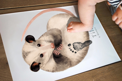 Lovbabe Opossum Baby Footprint Kit | Personalized Keepsake, Mural Nursery Decor & Children's Room Art, Unique Baby Gift Animals, Opossum(rat) Baby Gift🐭 Christmas Gifts-Lovbabe
