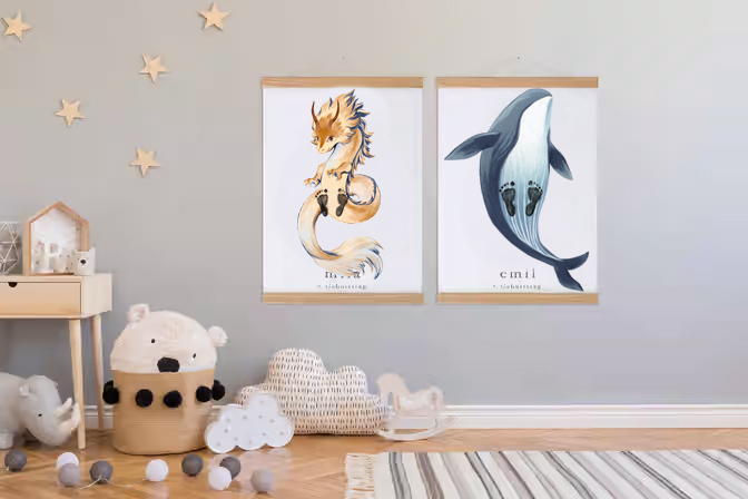 Lovbabe Cute Monkey Baby Footprint Kit | Personalized Keepsake, Mural Nursery Decor & Children's Room Art, Unique Baby Gift Animals,Cute Monkey🐵 Christmas Gifts-Lovbabe