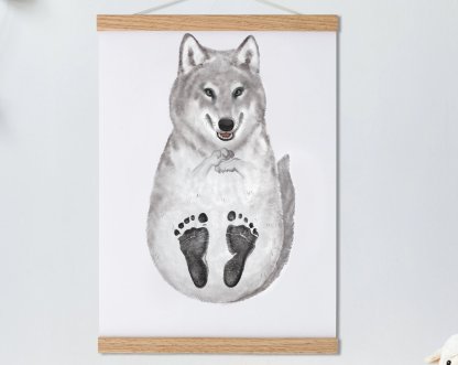 Lovbabe  Wolf 🐺Baby Footprint Kit | Personalized Keepsake, Mural Nursery Decor & Children's Room Art, Unique Baby & Pet Gift Christmas Gifts-Lovbabe