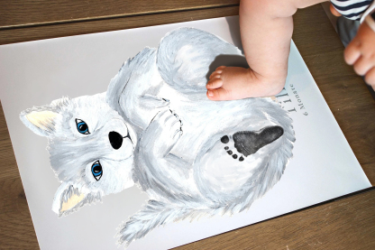 Lovbabe Wolf Cub Baby Footprint Kit | Personalized Keepsake, Mural Nursery Decor & Children's Room Art, Unique Baby & Pet Gift Animals,Wolf Cub🐺 Christmas Gifts-Lovbabe