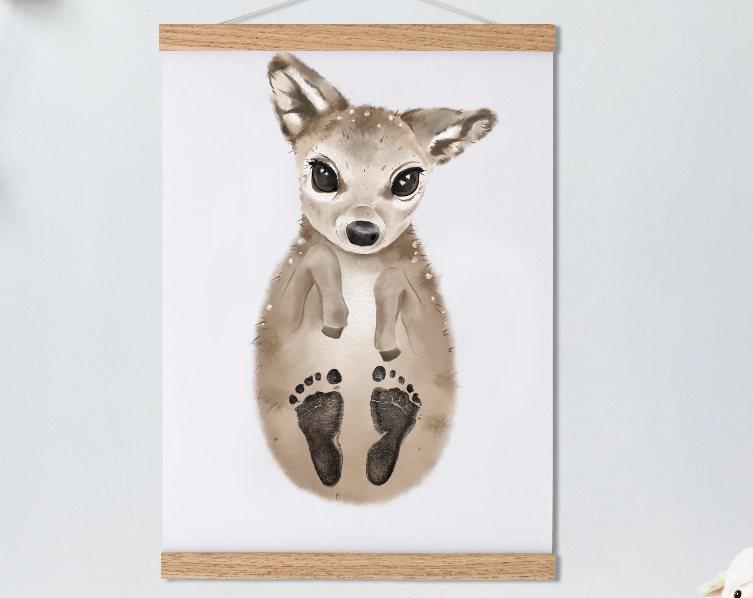 Lovbabe Little Deer Baby Footprint Kit | Personalized Keepsake, Mural Nursery Decor & Children's Room Art, Unique Baby Gift Animals, Little Deer Christmas Gifts-Lovbabe