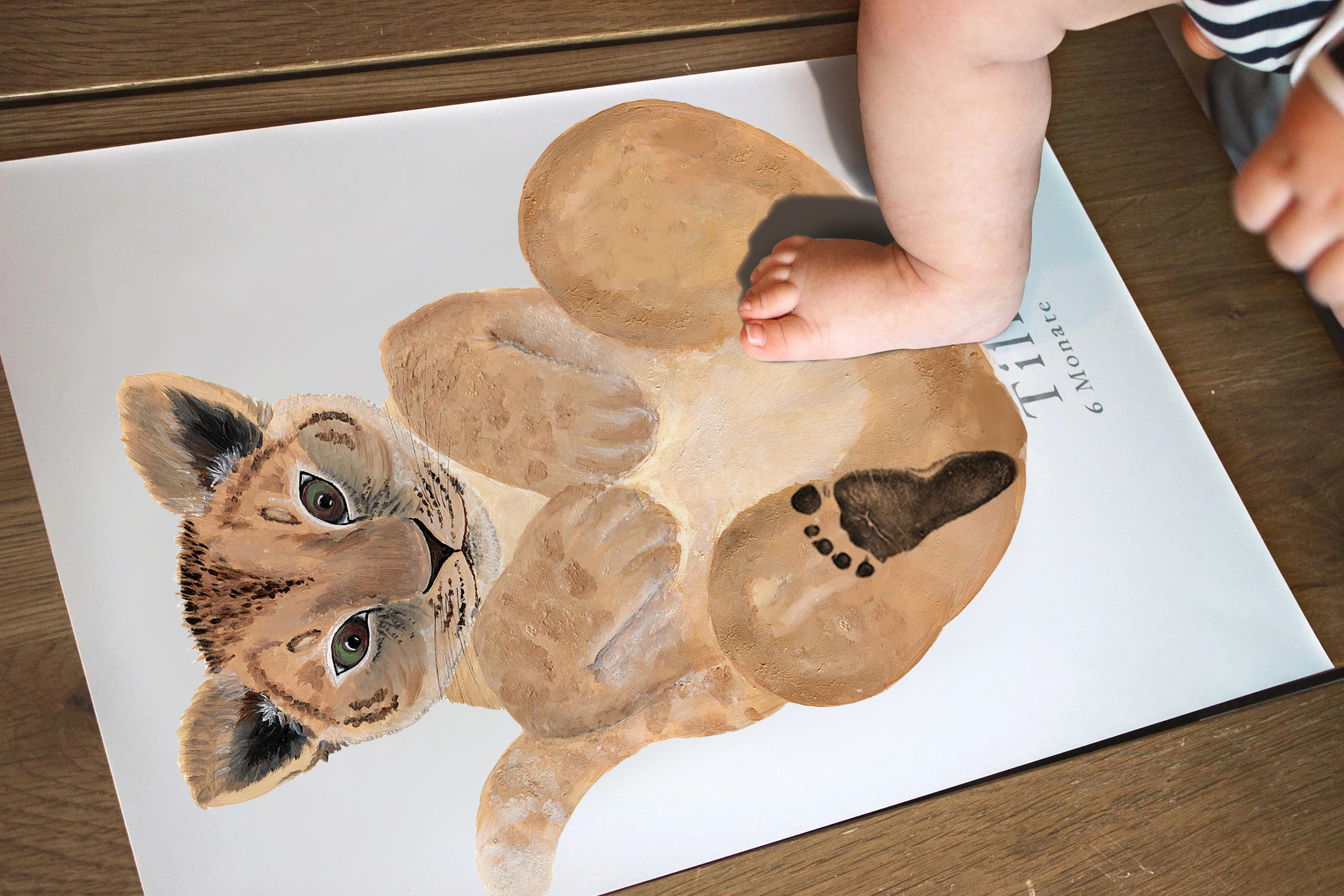 Lovbabe Lion Cub Baby Footprint Kit | Personalized Keepsake, Mural Nursery Decor & Children's Room Art, Unique Baby & Pet Gift Animals,Lion Cub🐾 Christmas Gifts-Lovbabe