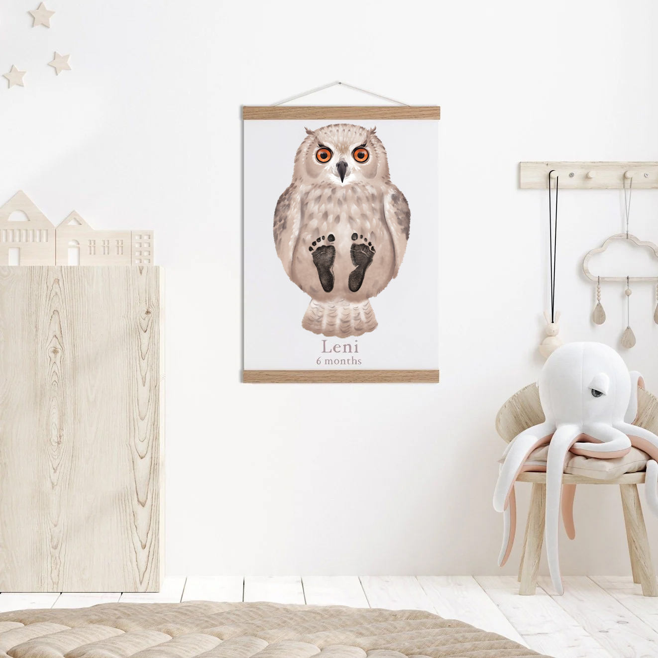 Lovbabe Owl Baby Footprint Kit | Personalized Keepsake, Mural Nursery Decor & Children's Room Animals, Unique Baby & Pet Gift🐾 Christmas Gifts-Lovbabe