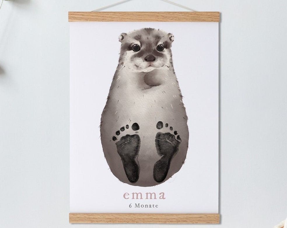 Lovbabe Otter Baby Footprint Kit | Personalized Keepsake, Mural Nursery Decor & Children's Room Art, Unique Baby & Pet Gift Animals, Otter Baby Christmas Gifts-Lovbabe