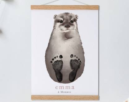 Lovbabe Otter Baby Footprint Kit | Personalized Keepsake, Mural Nursery Decor & Children's Room Art, Unique Baby & Pet Gift Animals, Otter Baby Christmas Gifts-Lovbabe