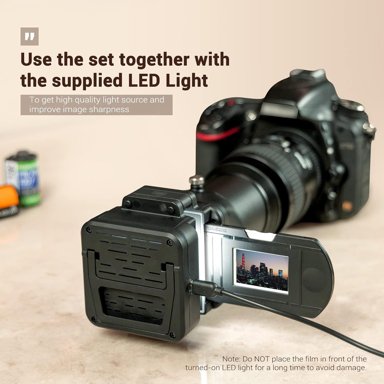 JJC Photo Slide and Film Digitizer Converter with 10-Levels Brightness LED Backlight for 35mm Slide and Negatives Copying Scanning to Digital for Select Canon Nikon Sony Macro Lenses