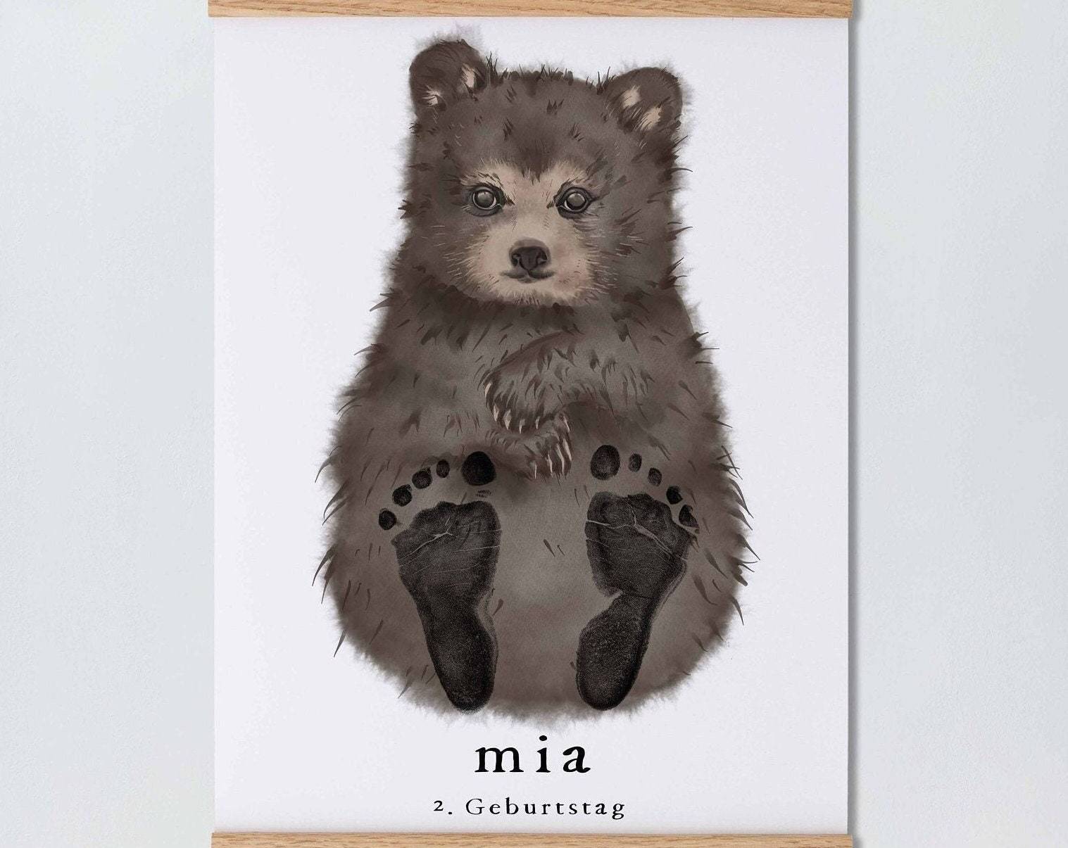 Lovbabe Bear🐻Baby Footprint Kit | Personalized Keepsake, Mural Nursery Decor & Children's Room Art, Unique Baby Gift Animals, Bear🐻 Christmas Gifts-Lovbabe