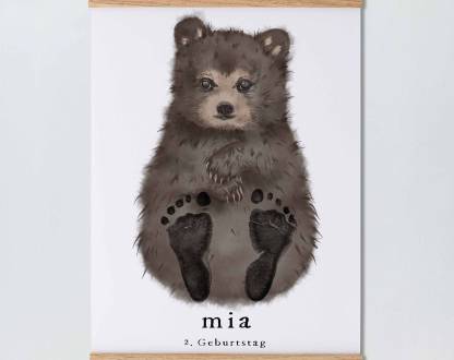 Lovbabe Bear🐻Baby Footprint Kit | Personalized Keepsake, Mural Nursery Decor & Children's Room Art, Unique Baby Gift Animals, Bear🐻 Christmas Gifts-Lovbabe