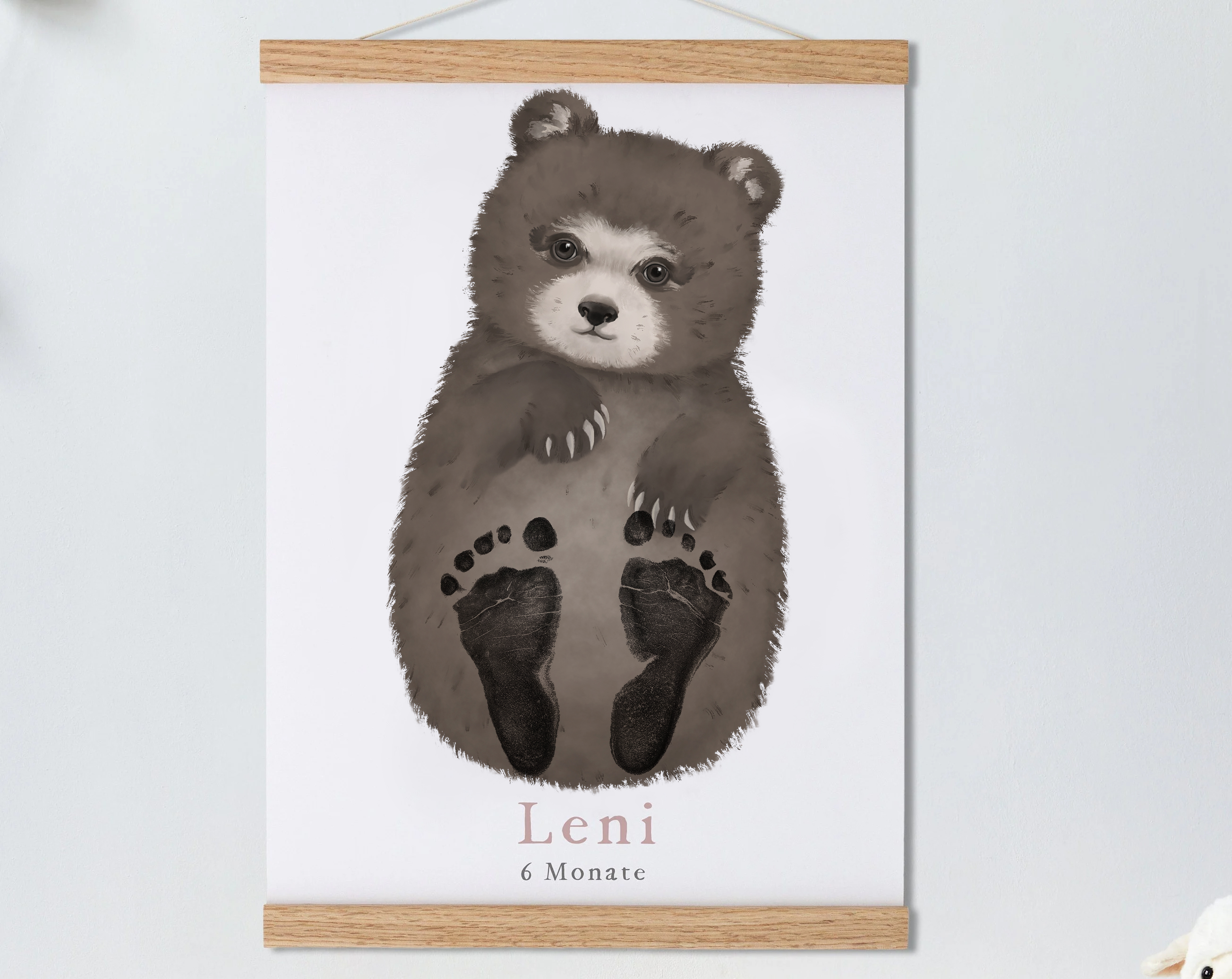 Lovbabe Cute Bear Baby Footprint Kit | Personalized Keepsake, Mural Nursery Decor & Children's Room Art, Unique Bear Gift Christmas Gifts-Lovbabe