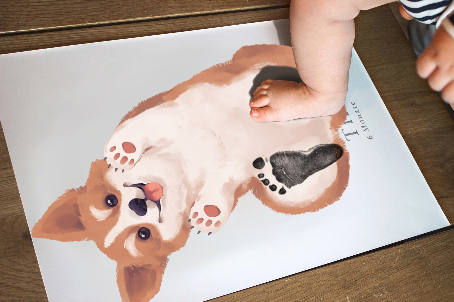Lovbabe Corgi Dog Baby Footprint Kit | Personalized Keepsake, Mural Nursery Decor & Children's Room Art, Unique Baby Gift Animals, Corgi Dog Baby Christmas Gifts-Lovbabe