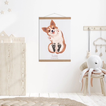 Lovbabe Corgi Dog Baby Footprint Kit | Personalized Keepsake, Mural Nursery Decor & Children's Room Art, Unique Baby Gift Animals, Corgi Dog Baby Christmas Gifts-Lovbabe