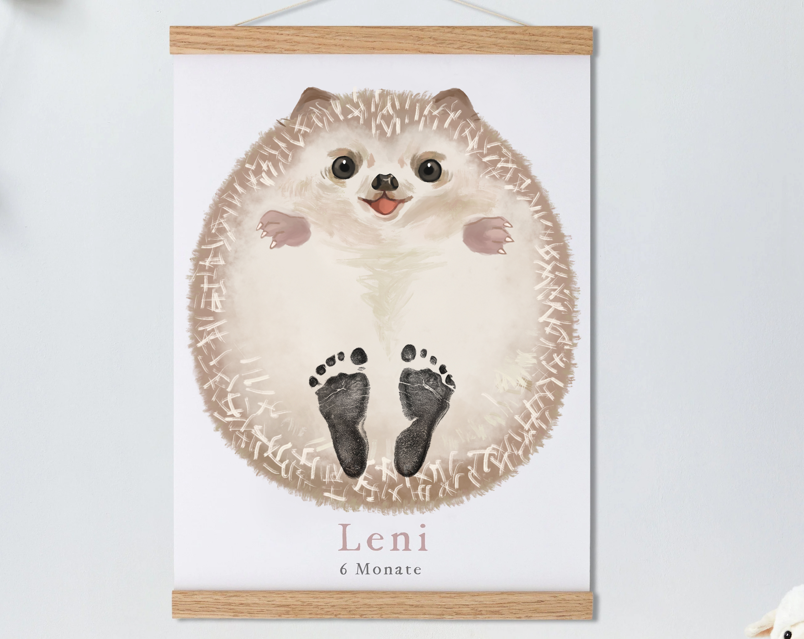 Lovbabe Cute Hedgehog Baby Footprint Kit | Personalized Keepsake, Mural Nursery Decor & Children's Room Art, Unique Hamster Gift Animals,Cute Hedgehog🐾 Christmas Gifts-Lovbabe