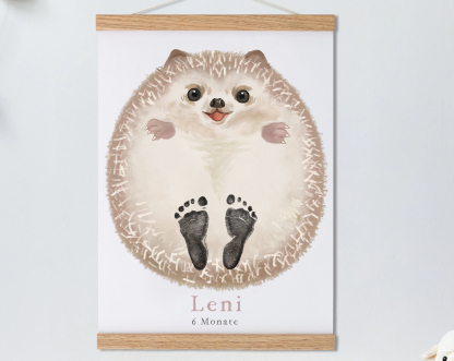 Lovbabe Cute Hedgehog Baby Footprint Kit | Personalized Keepsake, Mural Nursery Decor & Children's Room Art, Unique Hamster Gift Animals,Cute Hedgehog🐾 Christmas Gifts-Lovbabe