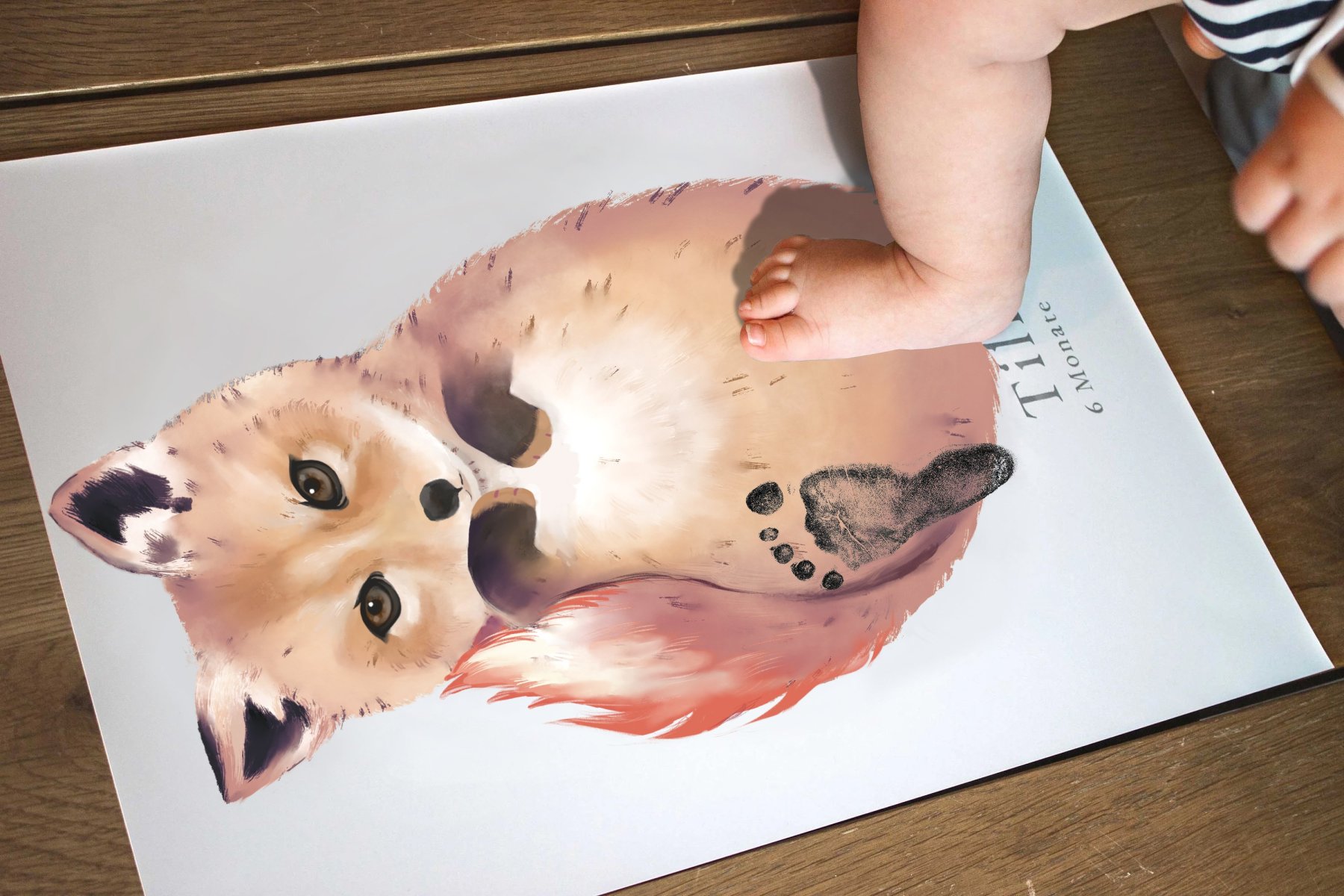 Lovbabe Firefox Baby Footprint Kit | Personalized Keepsake, Mural Nursery Decor & Children's Room Art, Unique Baby Gift Animals, Firefox🐾 Christmas Gifts-Lovbabe
