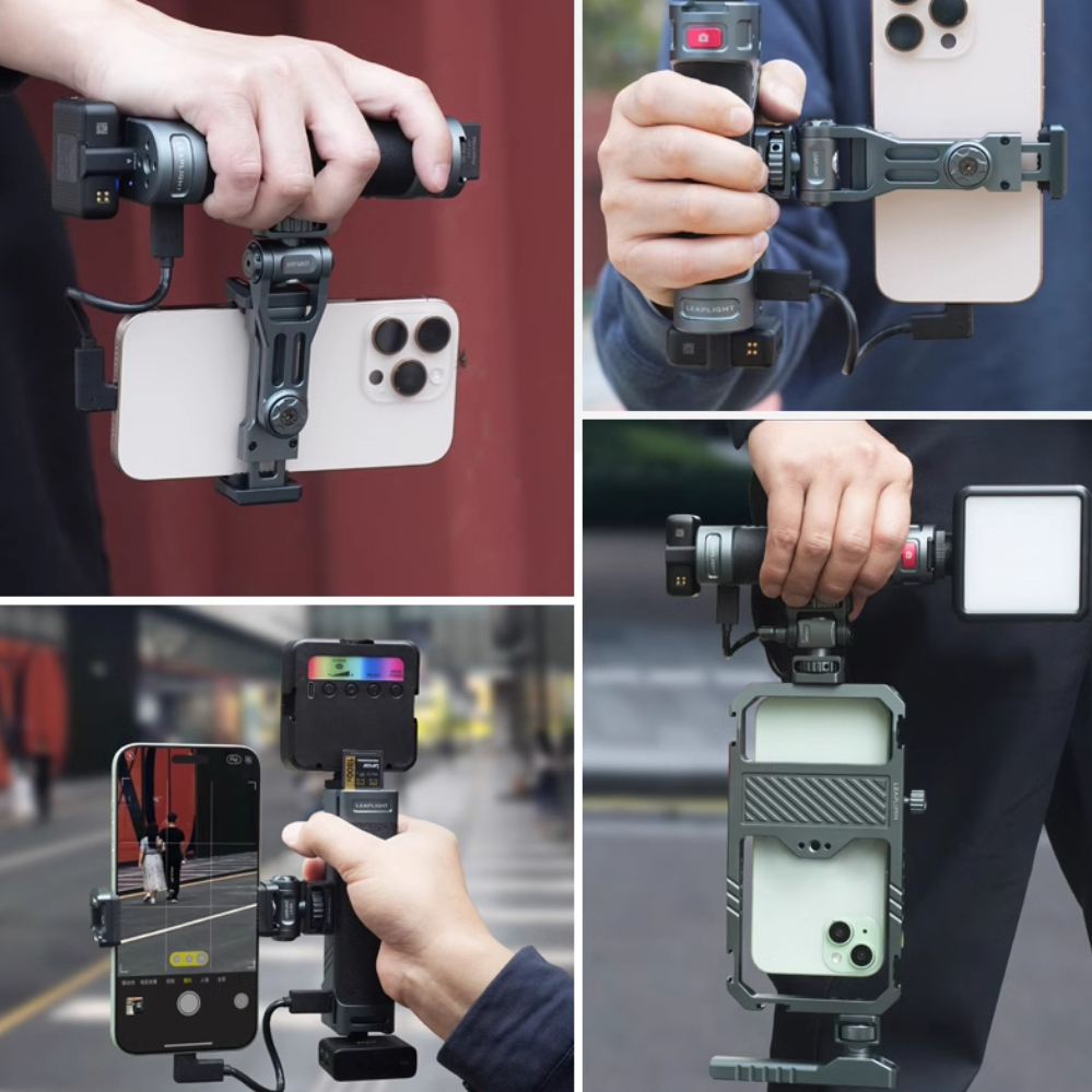 Universal Phone Vlog Kit - 3-in-1 Handle with Fill Light & Mic for iPhone 15/16 Pro, Samsung, Android