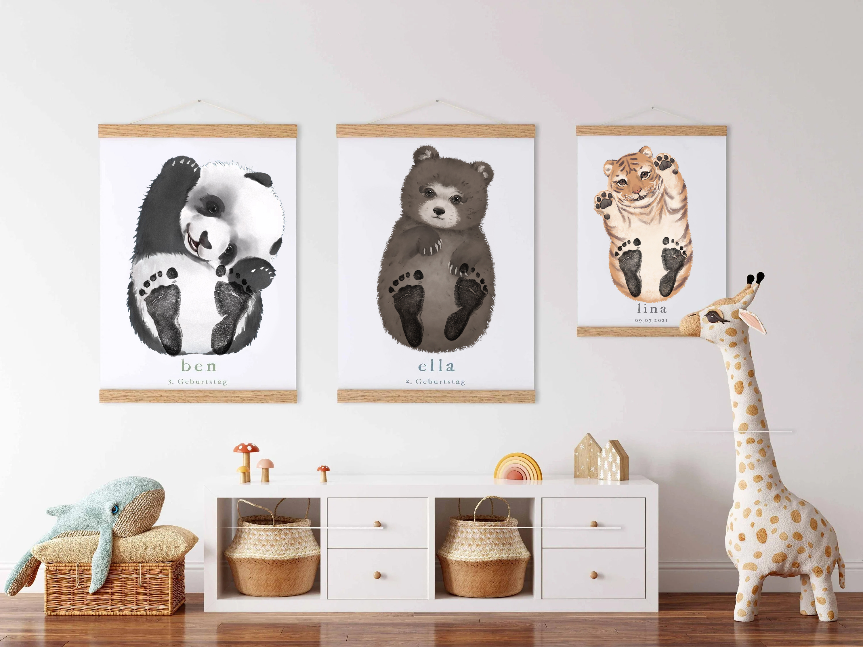 Lovbabe Cute Dairy Cow Baby Footprint Kit | Personalized Keepsake, Mural Nursery Decor & Children's Room Art, Unique Baby & Pet Gift Animals, Dairy cow Christmas Gifts-Lovbabe