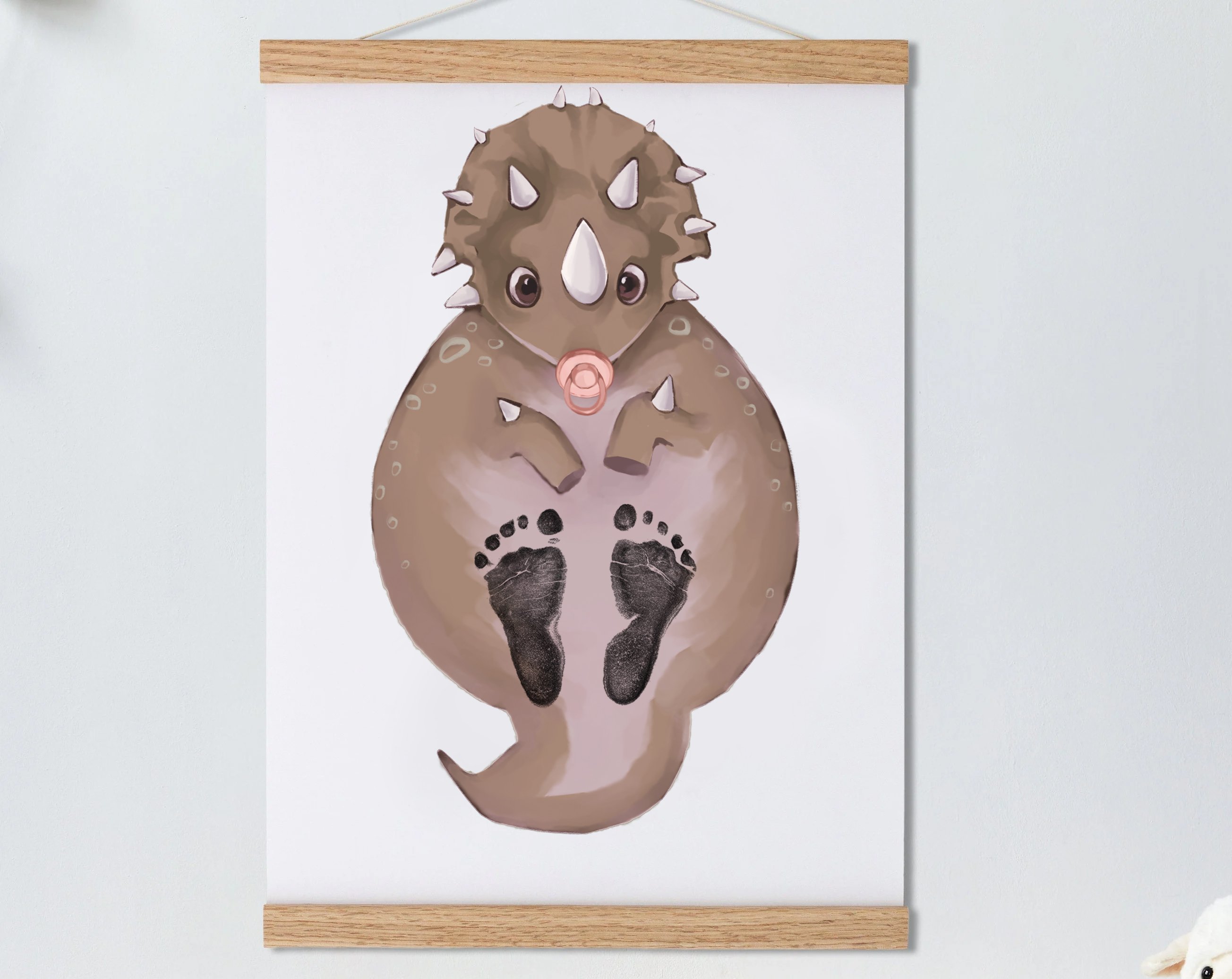Lovbabe Brown Dinosaur Baby Footprint Kit | Personalized Keepsake, Mural Nursery Decor & Children's Room Art, Unique Baby & Pet Gift Animals, Brown Dinosaur🐾 Christmas Gifts-Lovbabe