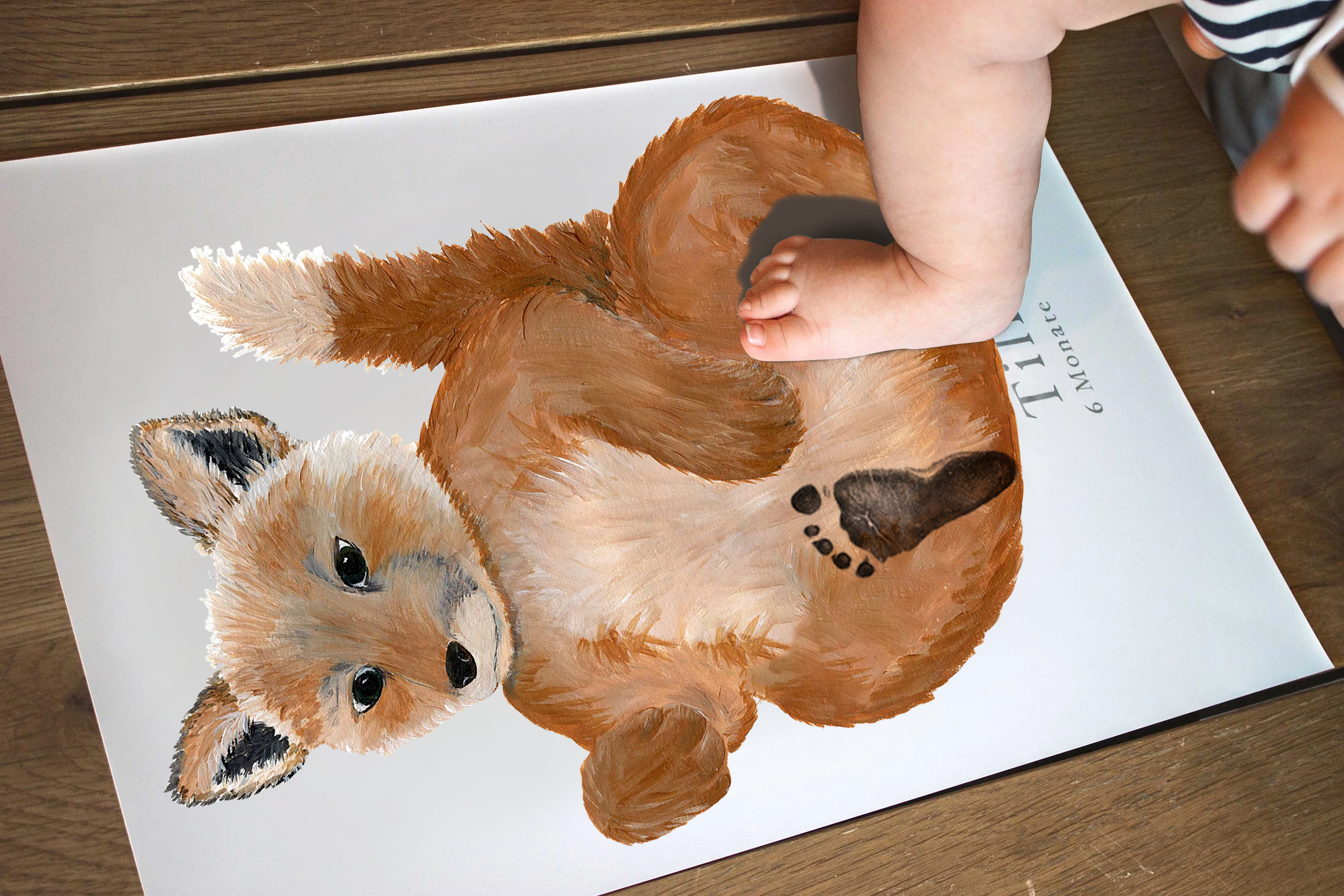 Lovbabe Fox Cub Baby Footprint Kit | Personalized Keepsake, Mural Nursery Decor & Children's Room Art, Unique Baby & Pet Gift Animals,Fox Cub🐾 Christmas Gifts-Lovbabe