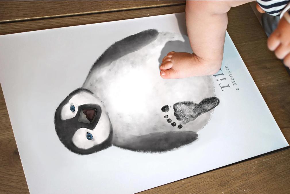 Lovbabe Smiling Penguin🐧Baby Footprint Kit | Personalized Keepsake, Mural Nursery Decor & Children's Room Art, Unique Penguin Gift Animals,Penguin Christmas Gifts-Lovbabe