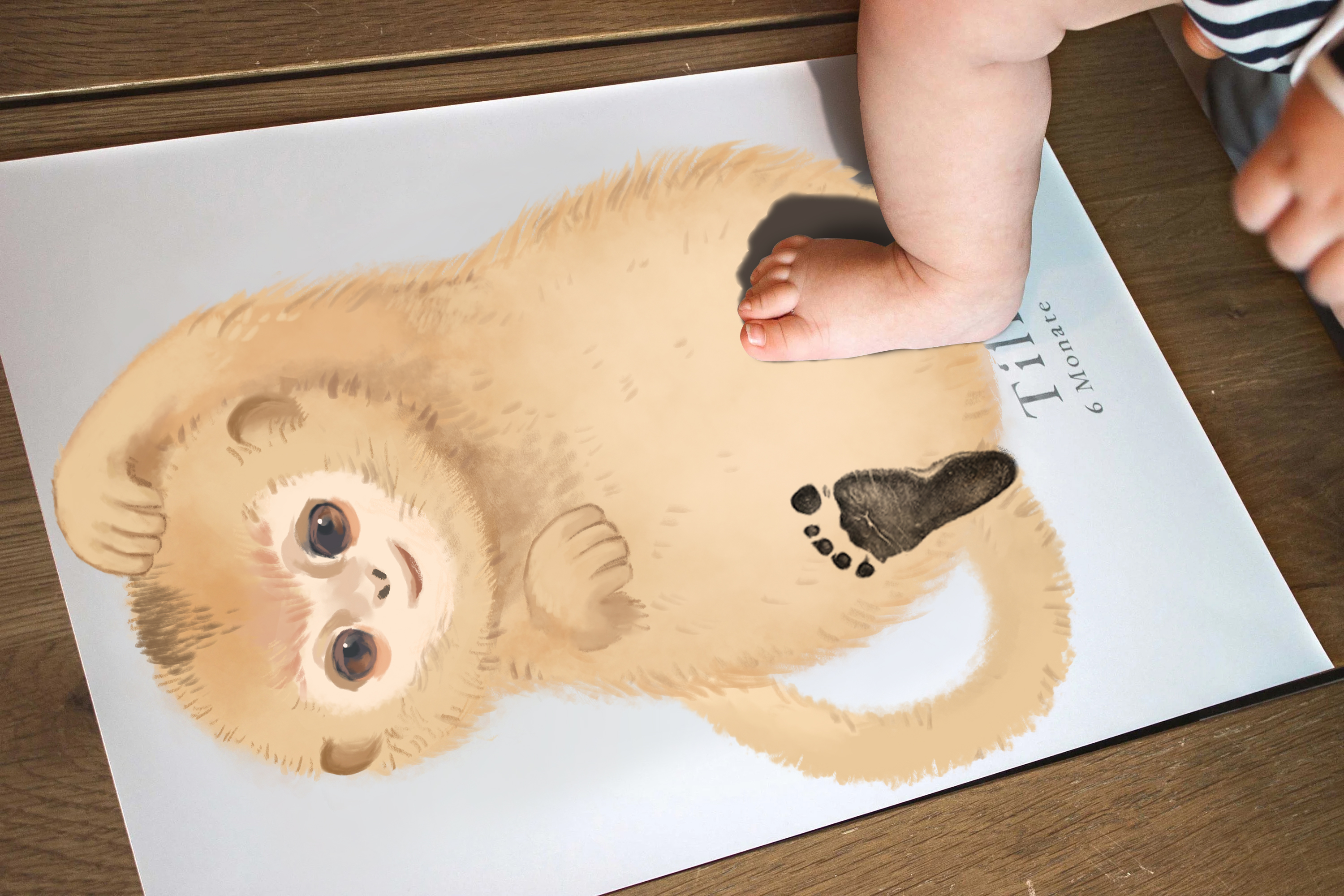 Lovbabe Cute Monkey Baby Footprint Kit | Personalized Keepsake, Mural Nursery Decor & Children's Room Art, Unique Baby Gift Animals,Cute Monkey🐵 Christmas Gifts-Lovbabe