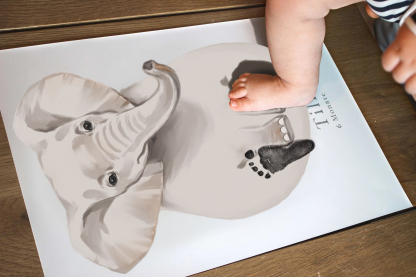 Lovbabe Cute Elephant 🐘 Baby Footprint Kit | Personalized Keepsake, Mural Nursery Decor & Children's Room Art, Unique Baby & Pet Gift Animals,Cute Elephant🐘 Christmas Gifts-Lovbabe