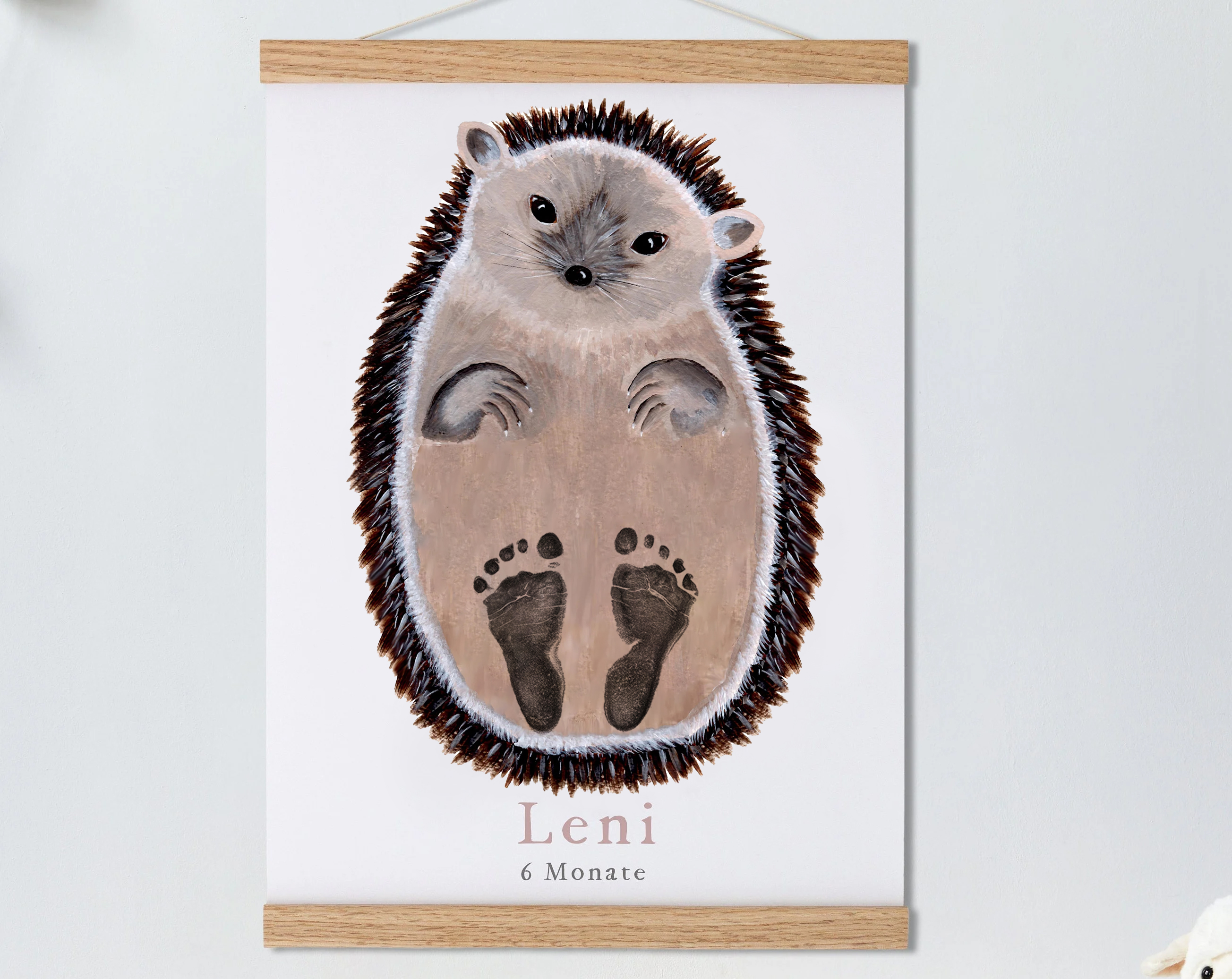 Lovbabe Mature Hedgehog Baby Footprint Kit | Personalized Keepsake, Mural Nursery Decor & Children's Room Art, Unique Baby & Pet Gift Animals,Mature Hedgehog🐾 Christmas Gifts-Lovbabe
