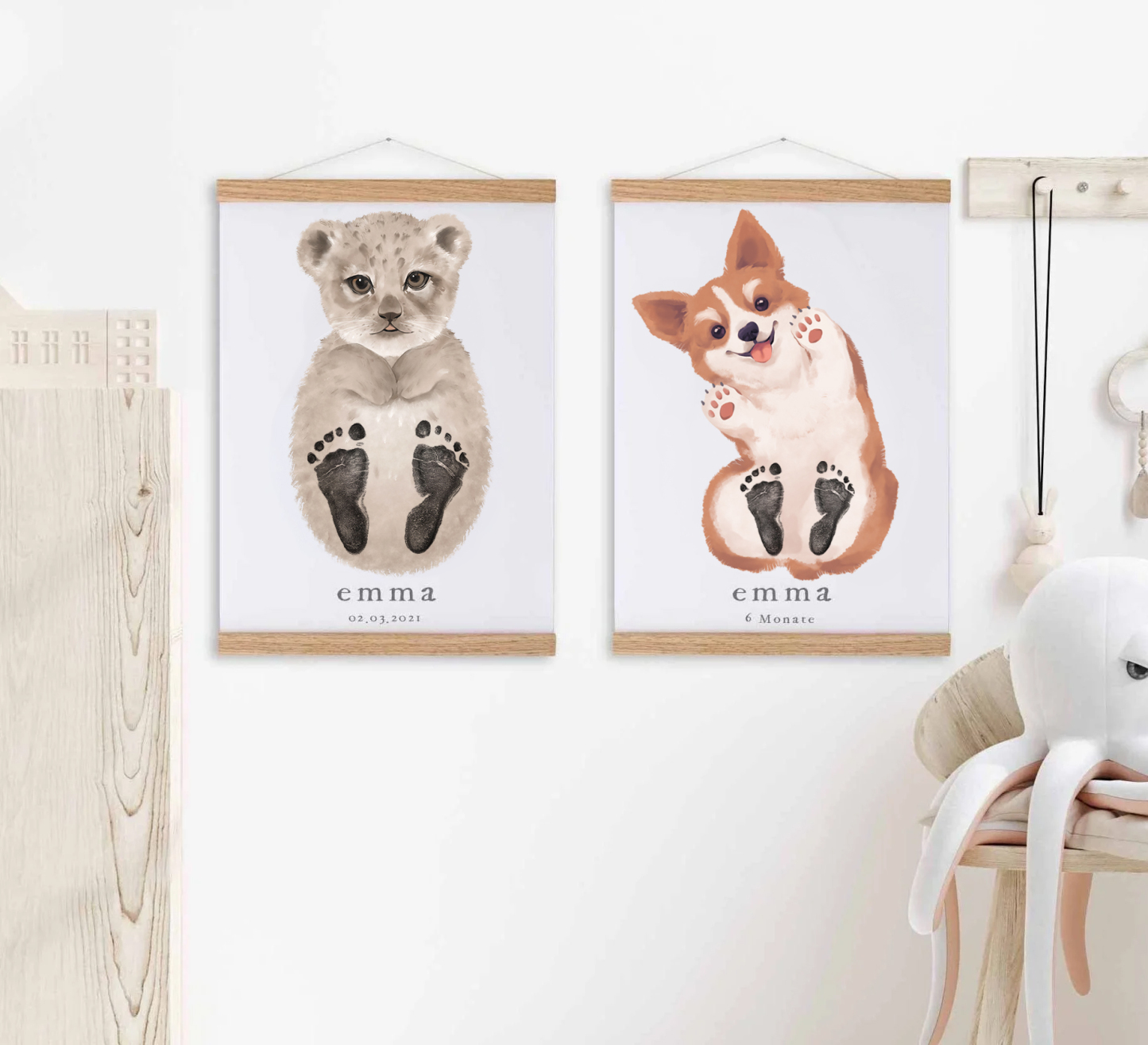 Lovbabe  Wolf 🐺Baby Footprint Kit | Personalized Keepsake, Mural Nursery Decor & Children's Room Art, Unique Baby & Pet Gift Christmas Gifts-Lovbabe